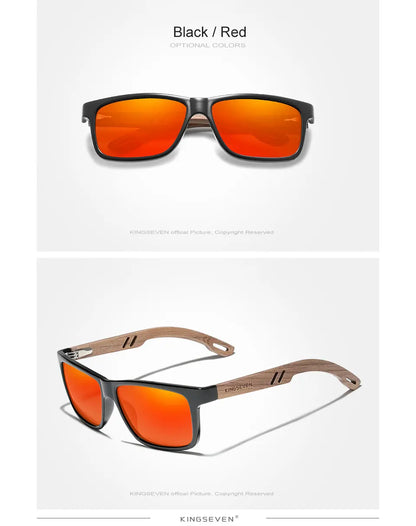 KINGSEVEN Óculos de sol vintage 100% polarizados para homem, em madeira, com proteção UV400, de moda, quadrados, para mulher, Gafas De sol