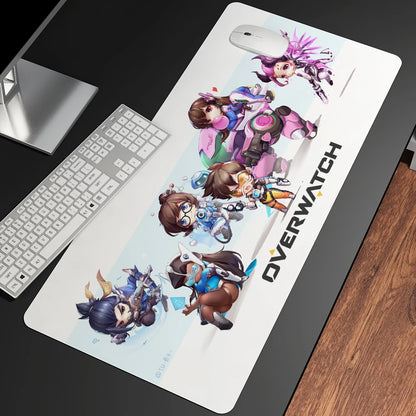 XXL Gaming Anime -hiirimatto, suuri hiirimatto, tyttöaiheinen näppäimistö- ja tietokone-PC-pöytämatto reunalla, Overwatch-/CS:GO-pelaajille