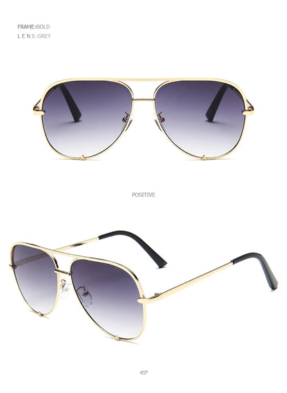 Classic Metal Aviation Sunglasses Women Fashion Alloy Pilot Sun Glasses Men Gradient Black Driving Shades Ladies UV400