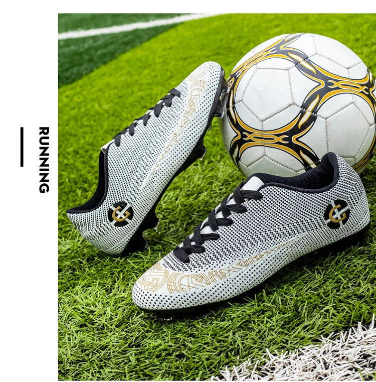 WaterMonkey Adults Men's Football Shoes Long Spike Soccer Shoes Outdoor Lawn AG Cleats Shoes Low Top Training Soccer Sneakers