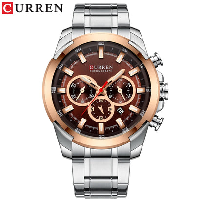 CURREN Montres pour hommes Top marque grande montre de sport de luxe hommes montres à quartz en acier militaire chronographe or conception horloge masculine
