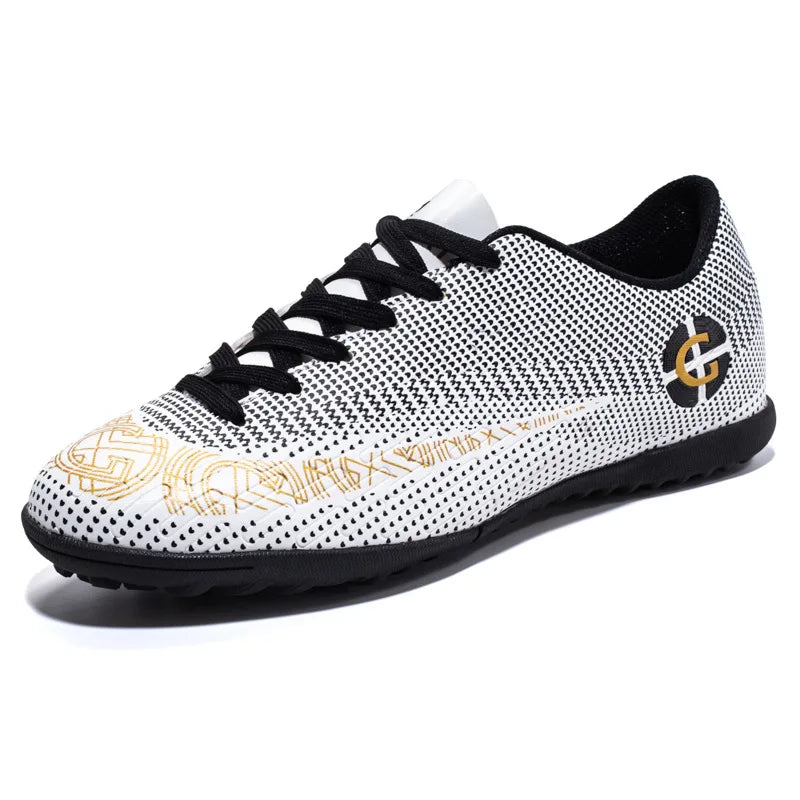 WaterMonkey Adults Men's Football Shoes Long Spike Soccer Shoes Outdoor Lawn AG Cleats Shoes Low Top Training Soccer Sneakers