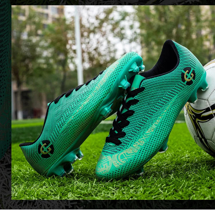 WaterMonkey Adults Men's Football Shoes Long Spike Soccer Shoes Outdoor Lawn AG Cleats Shoes Low Top Training Soccer Sneakers