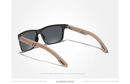 KINGSEVEN Óculos de sol vintage 100% polarizados para homem, em madeira, com proteção UV400, de moda, quadrados, para mulher, Gafas De sol