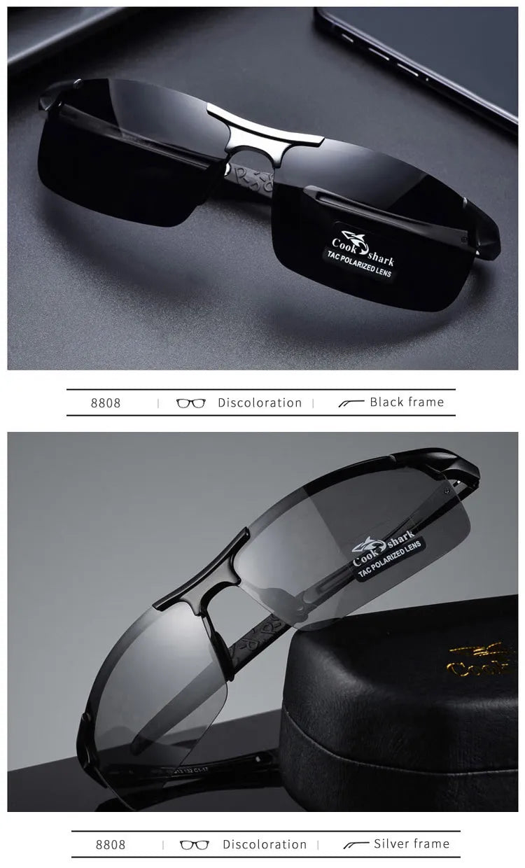 Cook Shark's new aluminum magnesium sunglasses men's sunglasses HD polarized driving drivers color glasses tide