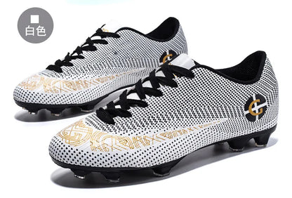 WaterMonkey Adults Men's Football Shoes Long Spike Soccer Shoes Outdoor Lawn AG Cleats Shoes Low Top Training Soccer Sneakers