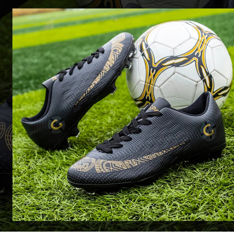 WaterMonkey Adults Men's Football Shoes Long Spike Soccer Shoes Outdoor Lawn AG Cleats Shoes Low Top Training Soccer Sneakers