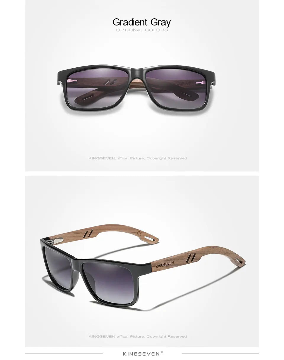 KINGSEVEN Óculos de sol vintage 100% polarizados para homem, em madeira, com proteção UV400, de moda, quadrados, para mulher, Gafas De sol