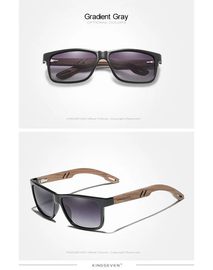 KINGSEVEN Óculos de sol vintage 100% polarizados para homem, em madeira, com proteção UV400, de moda, quadrados, para mulher, Gafas De sol