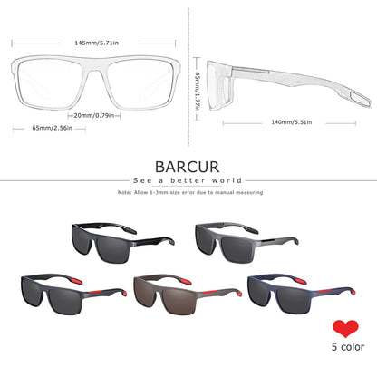 BARCUR Polarized Sunglasses Men TR90 Ultralight Vintage Sun Glasses for Women Square Eyewear oculos lunette de soleil femme