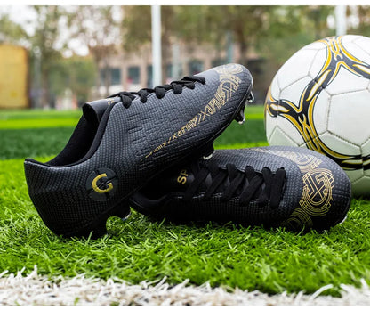 WaterMonkey Adults Men's Football Shoes Long Spike Soccer Shoes Outdoor Lawn AG Cleats Shoes Low Top Training Soccer Sneakers