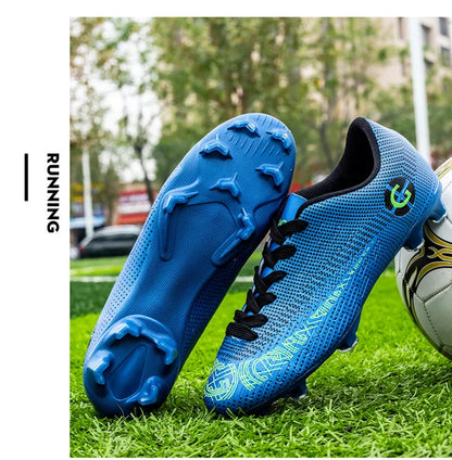 WaterMonkey Adults Men's Football Shoes Long Spike Soccer Shoes Outdoor Lawn AG Cleats Shoes Low Top Training Soccer Sneakers