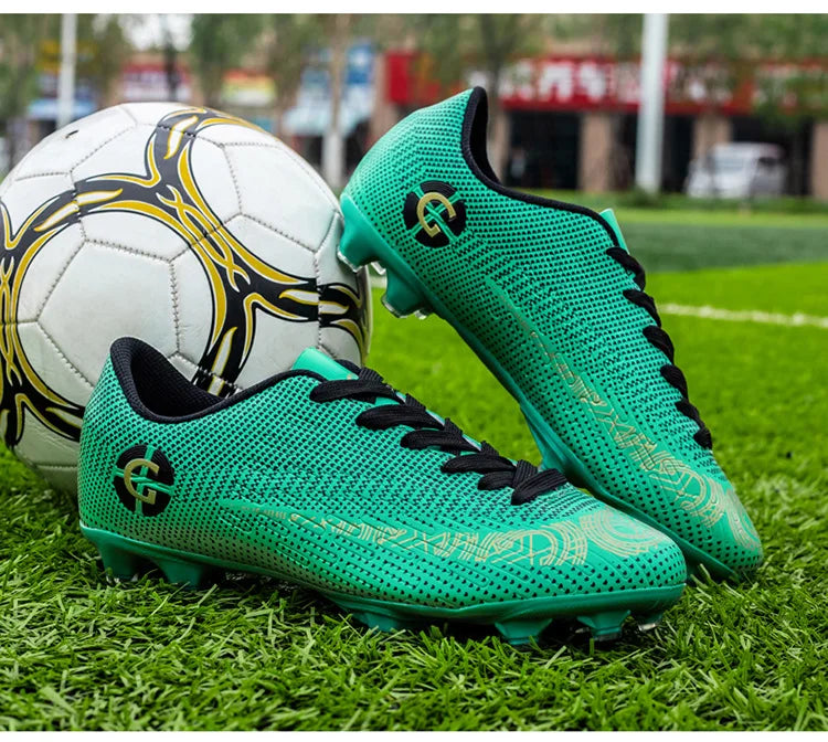 WaterMonkey Adults Men's Football Shoes Long Spike Soccer Shoes Outdoor Lawn AG Cleats Shoes Low Top Training Soccer Sneakers