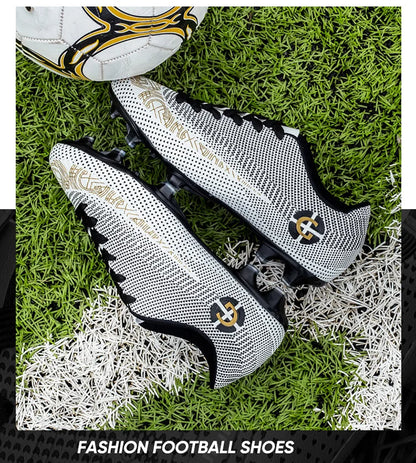 WaterMonkey Adults Men's Football Shoes Long Spike Soccer Shoes Outdoor Lawn AG Cleats Shoes Low Top Training Soccer Sneakers