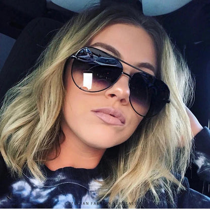 Classic Metal Aviation Sunglasses Women Fashion Alloy Pilot Sun Glasses Men Gradient Black Driving Shades Ladies UV400