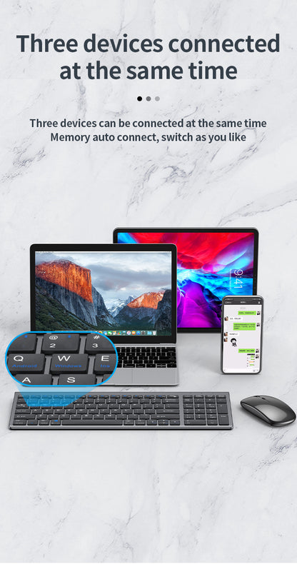 Wireless Keyboard Bluetooth 5.0&3.0&2.4G FN+1/2/3 Dual-Mode 350mAh Ultra Thin Keyboards for Laptop PC TV iPad Macbook Android