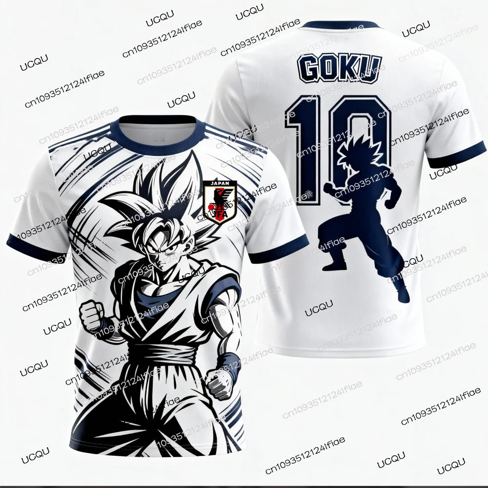 Лятна нова мъжка тениска с 3D печат „Dragon Ball Goku“ за възрастни, детска аниме тениска, специална футболна фланелка № 10