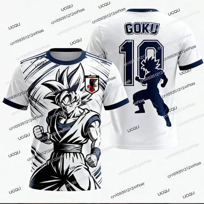 Лятна нова мъжка тениска с 3D печат „Dragon Ball Goku“ за възрастни, детска аниме тениска, специална футболна фланелка № 10