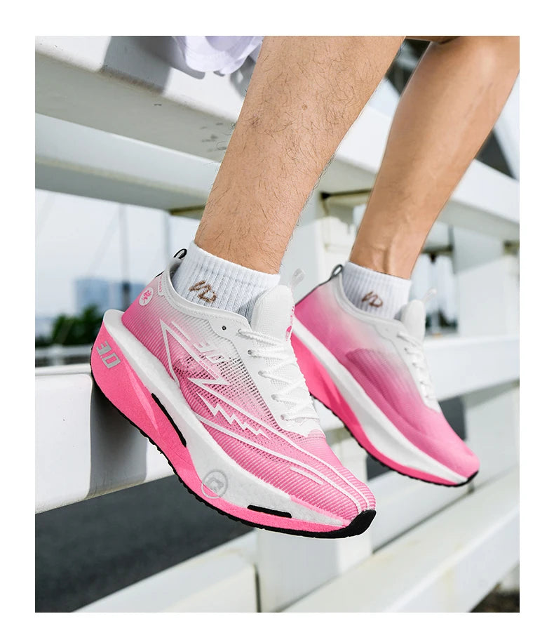 Zapatillas de running especializadas con placa de carbono para maratón, deportivas para hombre y mujer, transpirables, ligeras, cómodas y antideslizantes