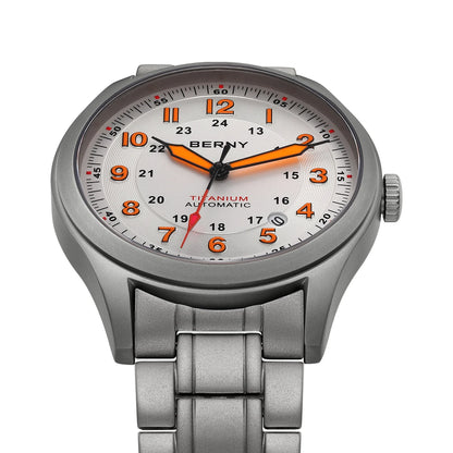 BERNY Automatic Full Titanium Watches for Men Sapphire Super Luminous Mechanical Field Watch Date 10ATM Sports Easy Read