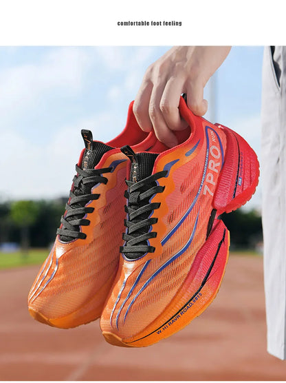 Herren-Sneaker mit Carbon-Platte, Outdoor-Sportschuhe mit weicher Sohle und Mesh-Obermaterial, Laufschuhe, leichte, rutschfeste Freizeitschuhe für Paare, Tennisschuhe