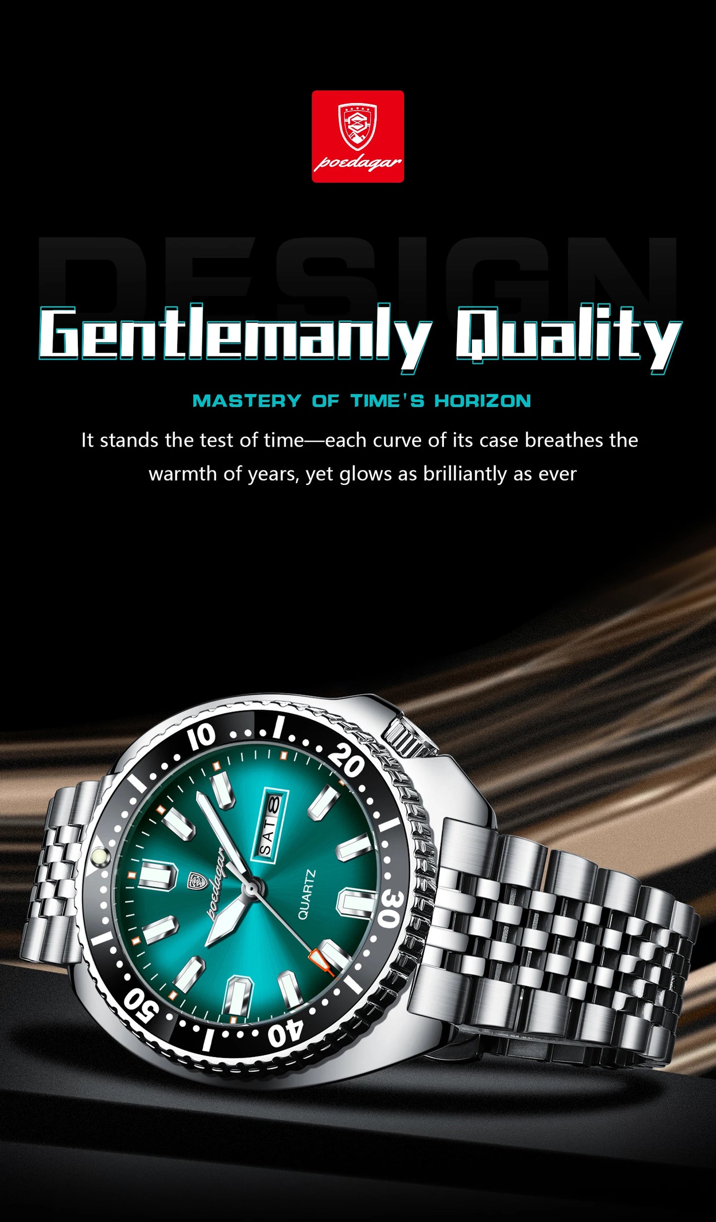 POEDAGAR Luxury Business Men Watch Date Week Waterproof Luminous Man Wristwatch Sport Stainless Steel Quartz Men's Watches Reloj