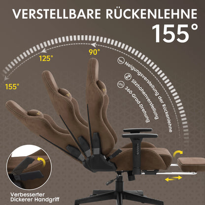 HAPIHAPPY Fashion Gaming Chair Genuine Computer Office Chair with Pocket Spring Cushion Linkage Armrests and Footrest Game Chair