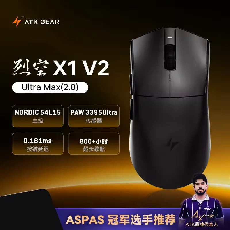 Bezdrôtová myš ATK Blazing Sky X1 V2 Ultimate Dual Mode, ľahká, PAW3950 Ultra, duálny režim 8K HZ, nízka latencia, prispôsobená ergonómia