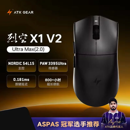 Bezdrôtová myš ATK Blazing Sky X1 V2 Ultimate Dual Mode, ľahká, PAW3950 Ultra, duálny režim 8K HZ, nízka latencia, prispôsobená ergonómia