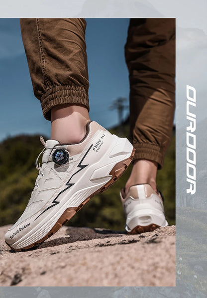 Outdoor Hiking Shoes for Men, Lightweight Trekking Shoes, Breathable Mesh Sneakers, Casual Walking Shoes, Rotating Buckle Design, Non-Slip and Wear-Resistant Trail Shoes, Suitable for Hiking and Camping, 2026 New Running Shoe