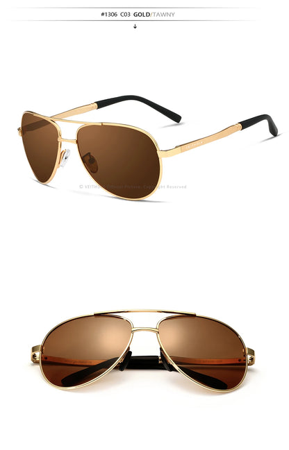 VEITHDIA Men's Polarized UV400 Sunglasses Vintage Designer Goggle Classic Fashion Outdoor Driving Sun Glasses For Male VT1306