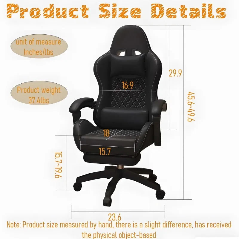 Sedia gaming Hestora in pelle PU, grande e alta, sedia ergonomica da computer con schienale alto, poggiapiedi e supporto lombare massaggiante per adulti