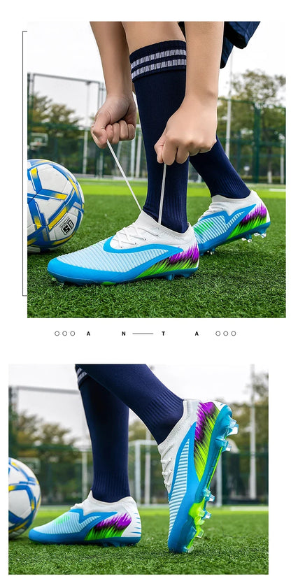 New Men Football Boots Shoes FG Soccer Shoes Non-Slip Cleats Ultralight Soccer Match Long Spikes Outdoor Training Drop Shipping