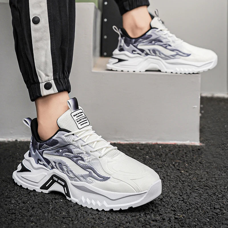 Zapatillas deportivas de hombre con cordones, versátiles, antideslizantes, de suela gruesa, cómodas e informales, para uso diario de adolescentes y running masculino