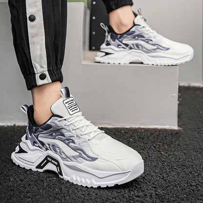 Zapatillas deportivas de hombre con cordones, versátiles, antideslizantes, de suela gruesa, cómodas e informales, para uso diario de adolescentes y running masculino