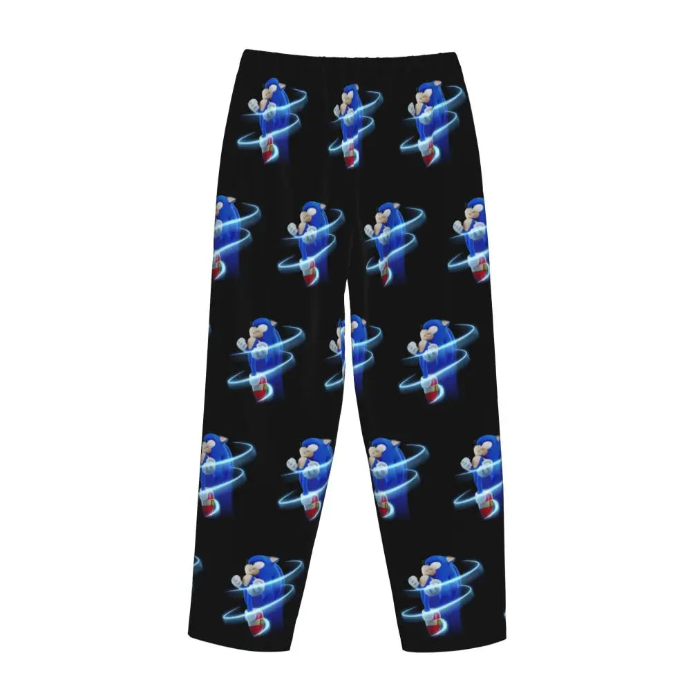 Custom Women Soniced Pajama Pants Printed Hedgehog Game Sleep Sleepwear Bottoms with Pockets