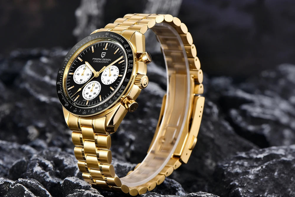 2026 New PAGANI DESIGN Golden Moon Mens Watches Luxury Quartz Watch Men Speed Sports Chronograph Man AR Sapphire Waterproof Gift
