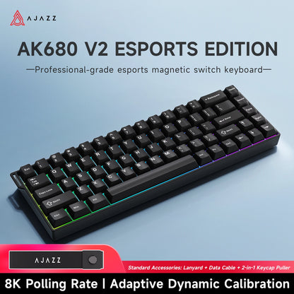 AJAZZ AK680 V2 E-sports Magnetic Switch Keyboard 8K Polling Rate 128K Ultra-high Scan Rate Aluminum Alloy Positioning Plate