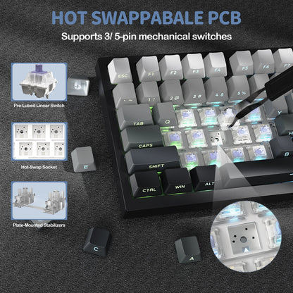 ATTACK SHARK X820 Ultra Wireless Mechanical Keyboard with TFT Smart Display & Knob, 75% Hot Swappable, BT/2.4G/Wired,Gift Switch