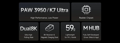 MCHOSE K7 Ultra Dual 8K Polling Rate Lightweight Magnetic Wireless Gaming Mouse PAW3950 Wireless Charging Dock Esports Office