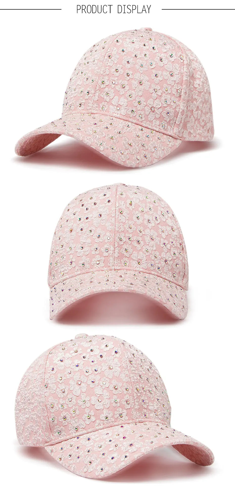 CNTANG Summer Women Rhinestone Baseball Cap Flower Embroidery Hats Female Snapback Fashion Designer Sun Hat Hip Hop Y2k Caps