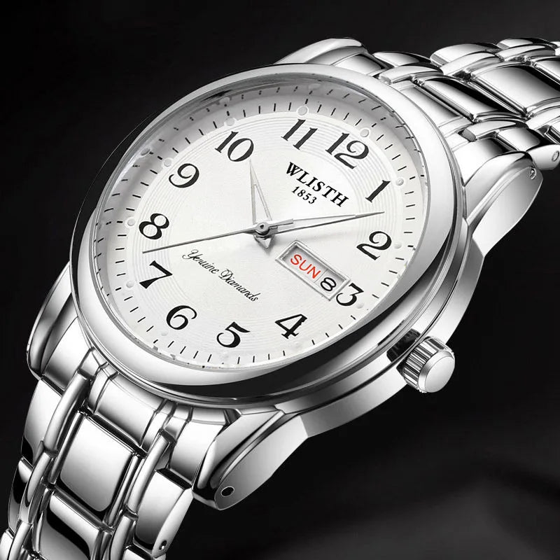 Montre de luxe pour femme, montre à quartz, montre-bracelet numérique, étanche, avec calendrier et affichage lumineux ; style mode et professionnel, convient aussi aux hommes.