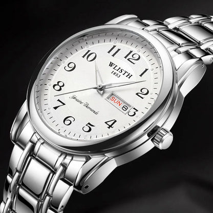 Montre de luxe pour femme, montre à quartz, montre-bracelet numérique, étanche, avec calendrier et affichage lumineux ; style mode et professionnel, convient aussi aux hommes.