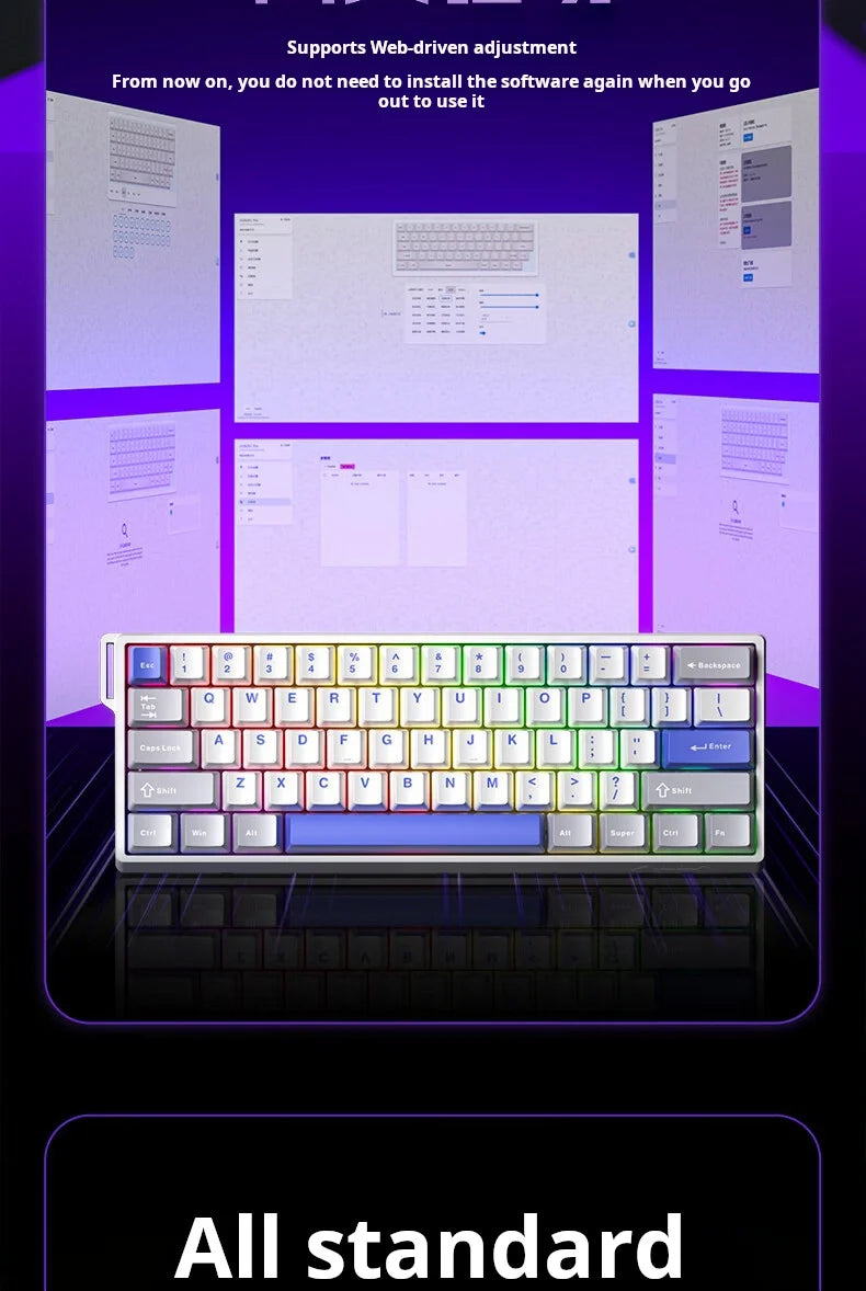 Teclado mecánico personalizado AULA WIN60 HE con conexión por cable, eje magnético RT, para e-sports y juegos, tasa de sondeo de 8K