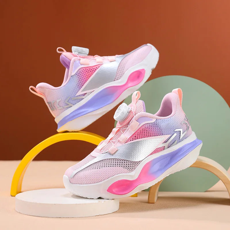 Zapatillas infantiles de moda con suela gruesa y suave, amortiguación elástica, calzado casual cómodo tipo tenis, nuevas zapatillas ligeras de malla para jogging