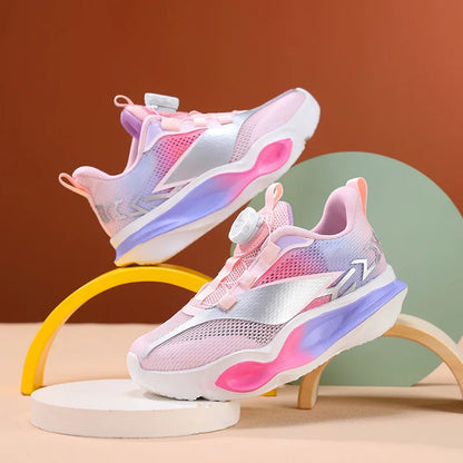 Zapatillas infantiles de moda con suela gruesa y suave, amortiguación elástica, calzado casual cómodo tipo tenis, nuevas zapatillas ligeras de malla para jogging