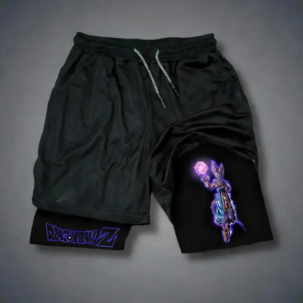 Dragon Ball Goku Unisex Harajuku Anime Printed 2026 Summer New Product Loose Sports Breathable Quick Drying Double Layer Shorts, Produit gaming premium Fraquane