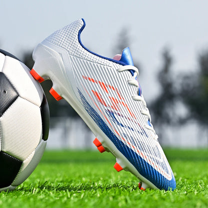 Chaussures de football pour hommes, modèle AG FG hybride, semelle extérieure en caoutchouc résistant à l’usure, tige en PU respirant, idéales pour les matchs sur gazon naturel.