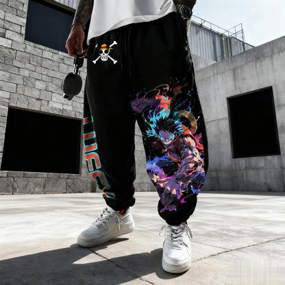 One Piece Luffy Herren-Jogginghose, Fitness- und Sporthose, Anime-Print, locker sitzend, lässig, neue Wintermode, Y2K-Kleidung, Hip-Hop-Hose
