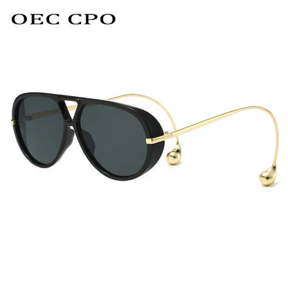 Vintage Oversized Pilot Sunglasses Unisex Double Bridge UV400 Protection Fashionable Punk Style Female Shades Popular Eyewear